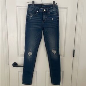 White House Black Market Dark Blue Distressed Skinny Jeans